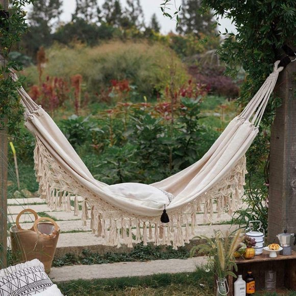 Free People Boho Large White Swing Bed Hammock - Picture 2 of 8